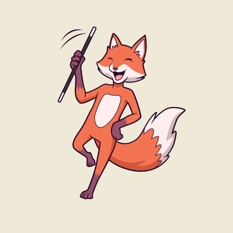 Comic fox twirling