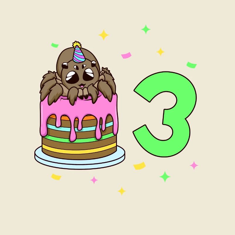 Mit Spinne - Kinder Geburtstag 3 Jahre