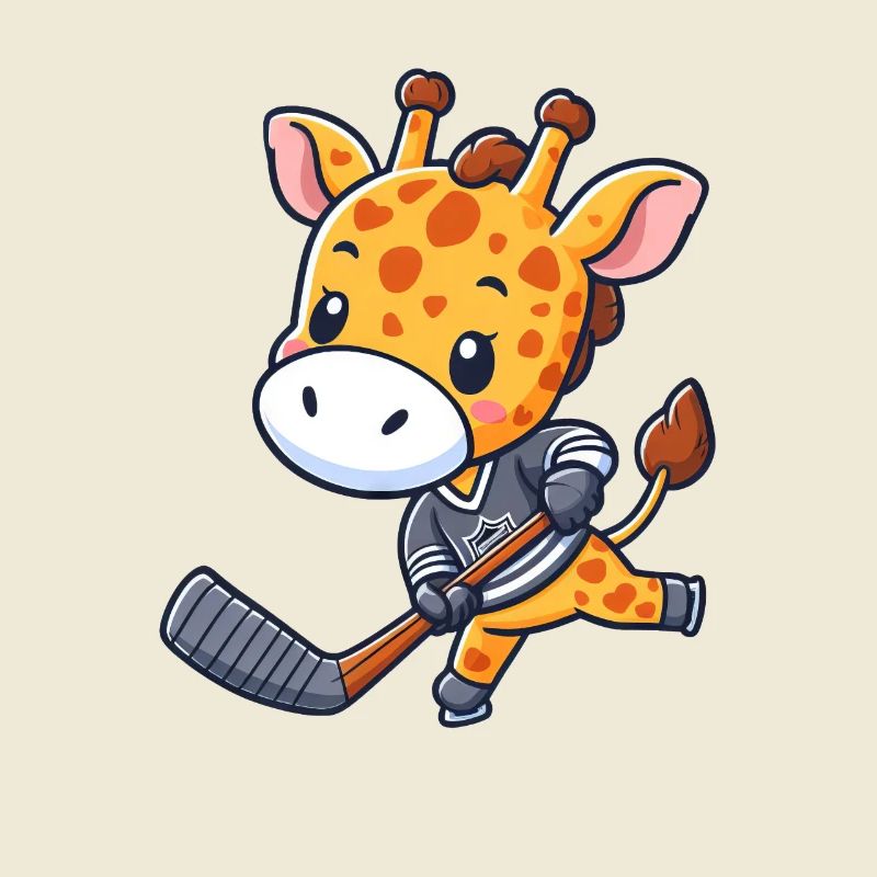 Giraffe als Eishockeyspieler