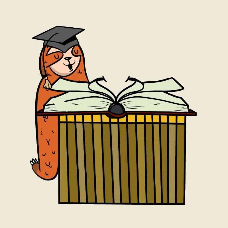 Faultier Student studieren Buch Schüler Schule