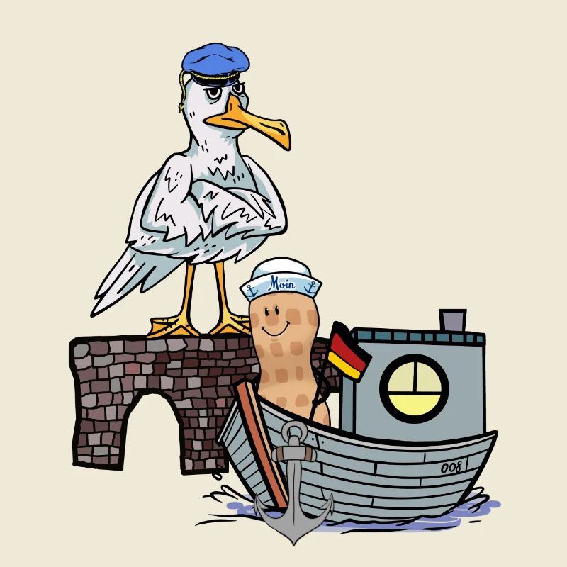 Möwe Maritim Vogel Seemann Boot Erdnuss Schiff
