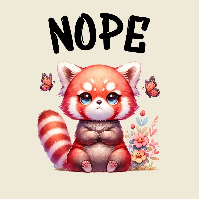 Red Panda Funny Saying Nope Fire Fox