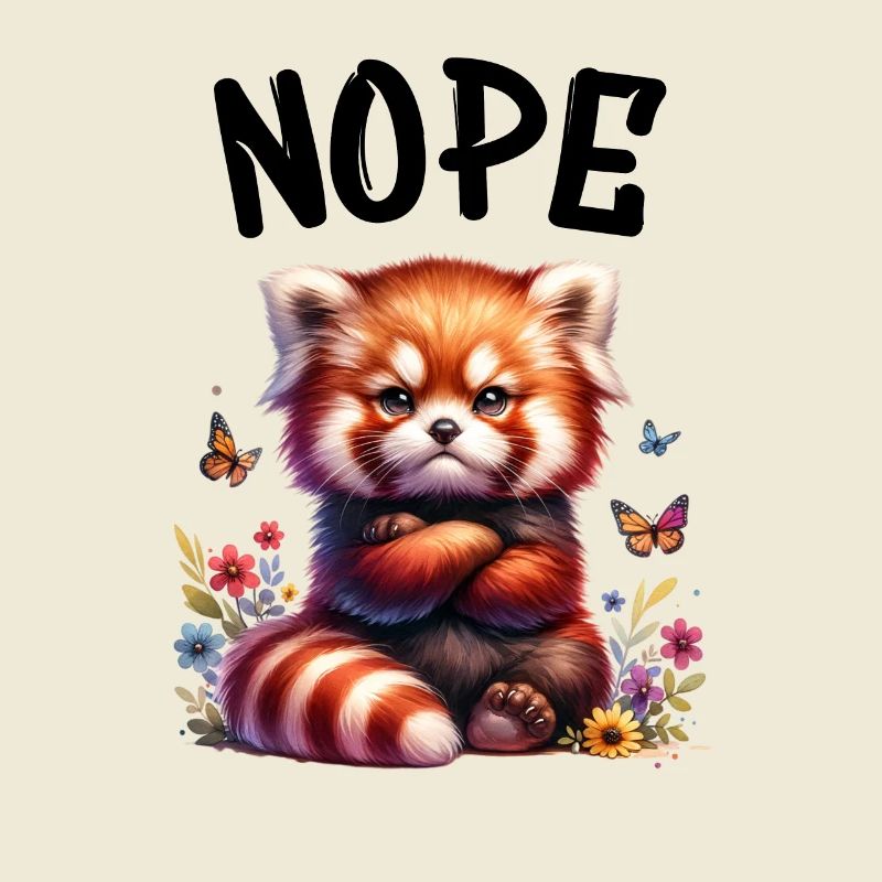 Red Panda Funny Saying Nope Fire Fox
