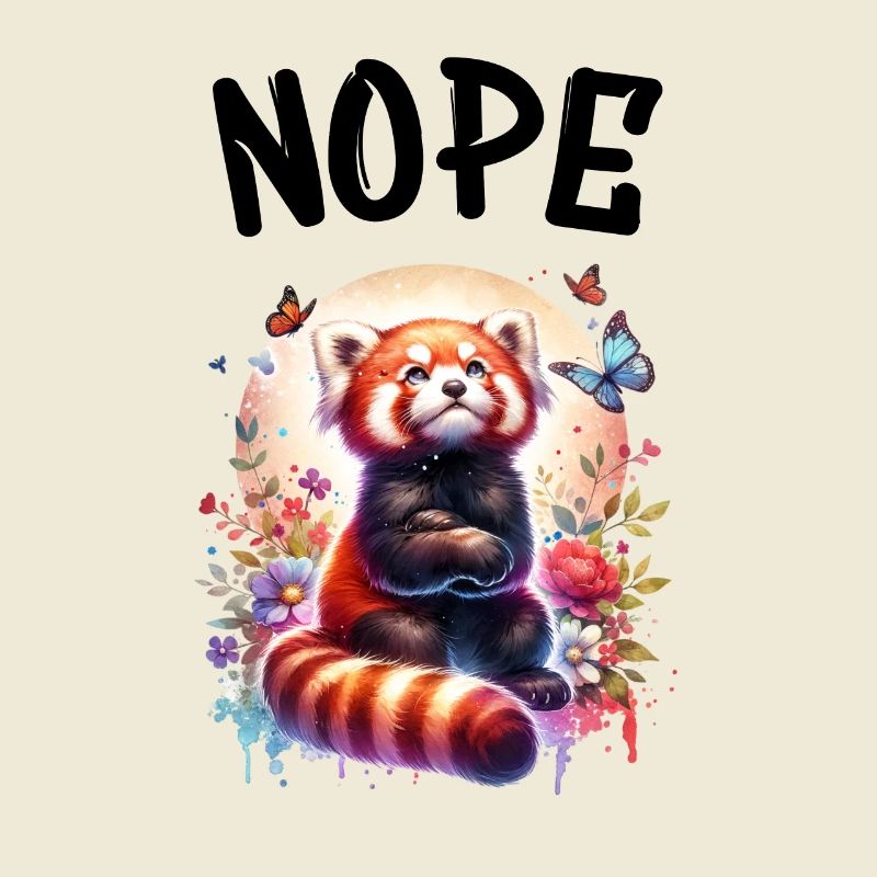 Red Panda Funny Saying Nope Fire Fox