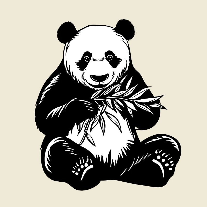 Panda bear with bamboo