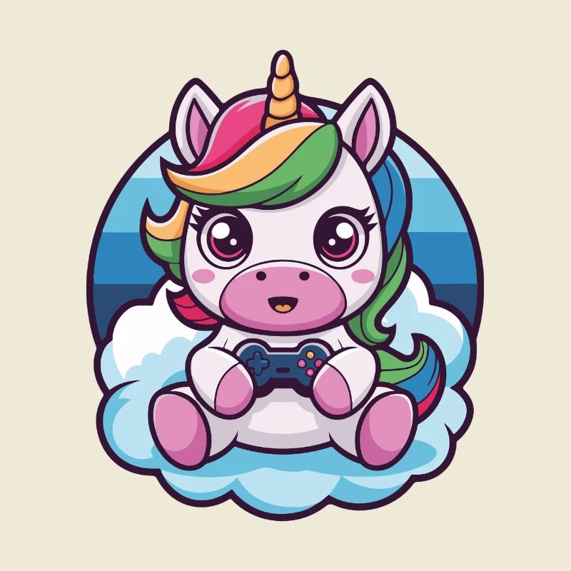 süßes Einhorn Gamer Unicorn mit Controller Gaming