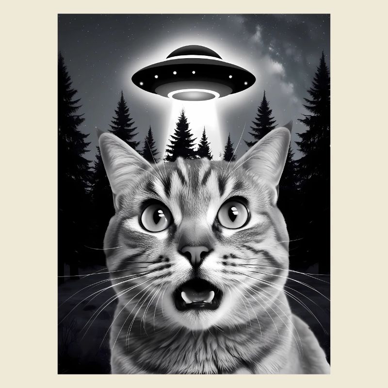 Selfie von einer Katze mit Ufo
