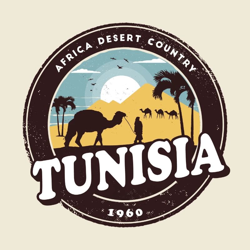 Tunisia desert design with camel / gift idea