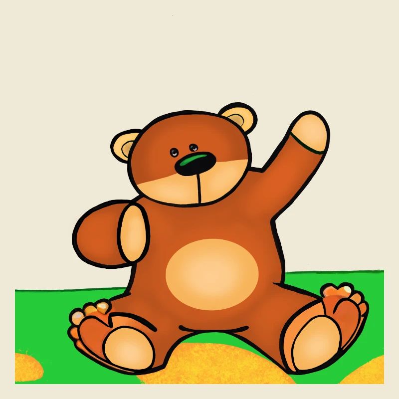Mignon petit ourson assis dans l’herbe