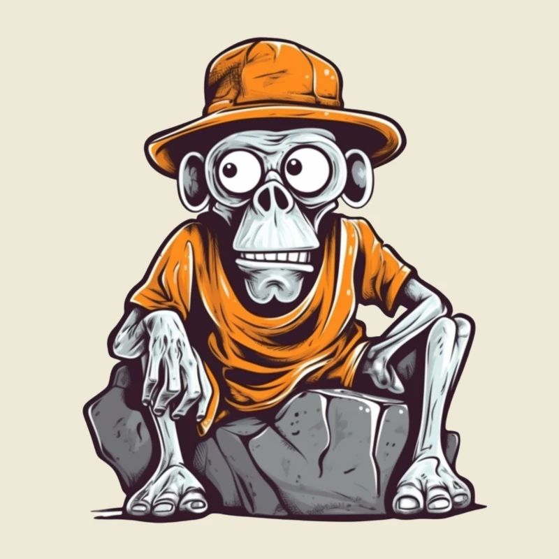 Skull monkey with hat and t-shirt