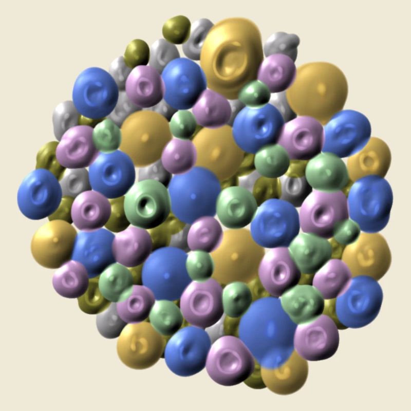 Structure moléculaire colorée aux couleurs pastel