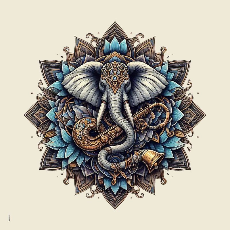 Elephant mandala in steampunk style