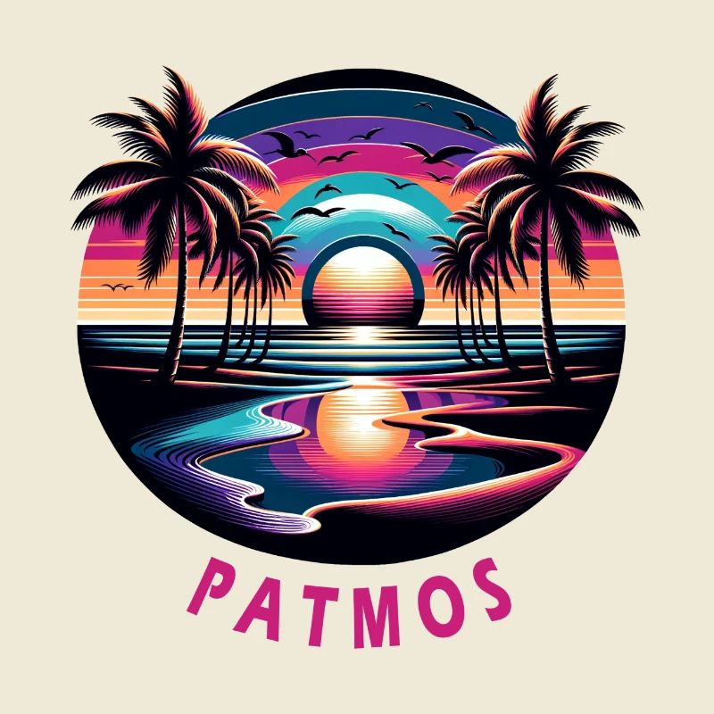 Patmos, Grèce, vacances, plage, coucher de soleil