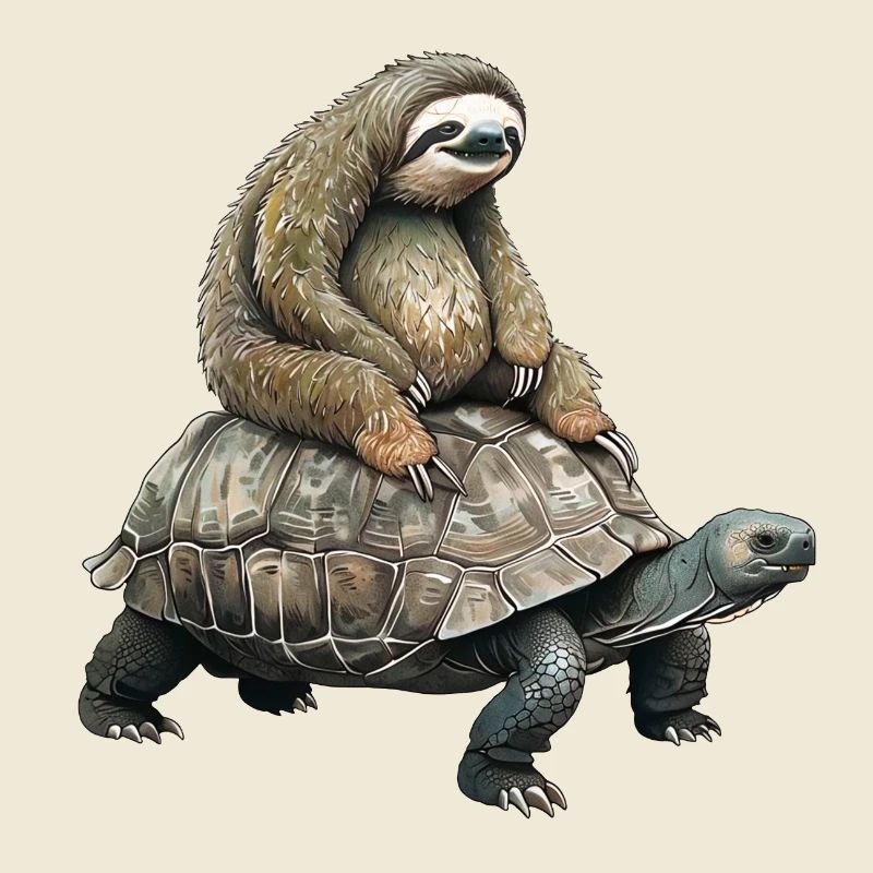 Sloth on turtle