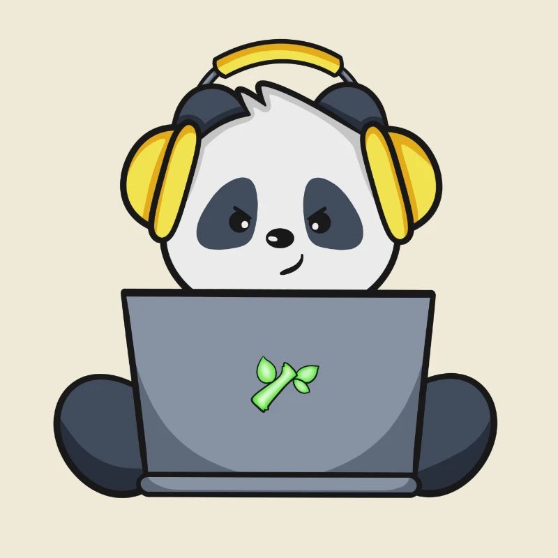 Gaming Panda with yellow headset