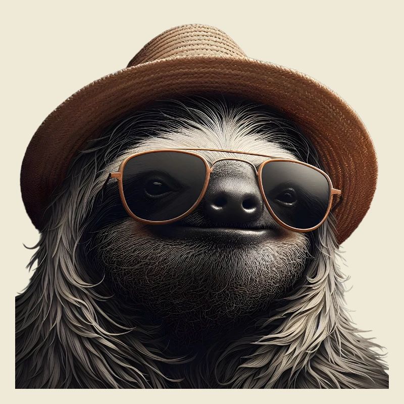 Faultier mit Hut und Sonnenbrille