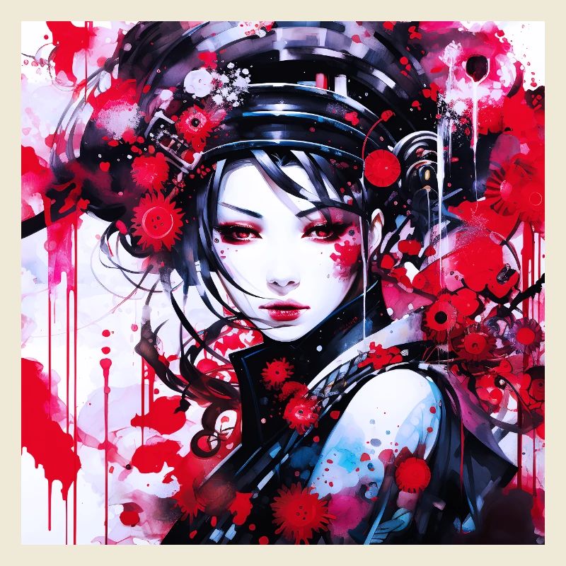 Red Splashed Futuristic Portrait