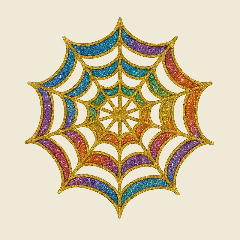 Spider Web | Rainbow Spider Web Gold Glitter