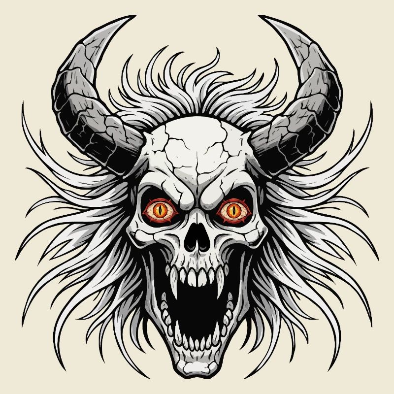 Crâne de diable avec des cornes