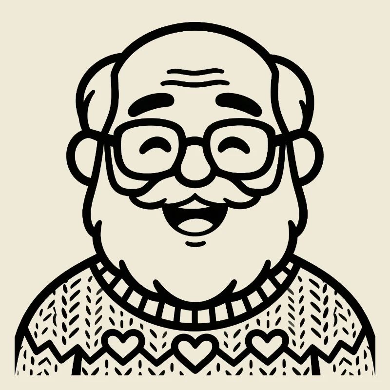 Großvater im Strickpullover