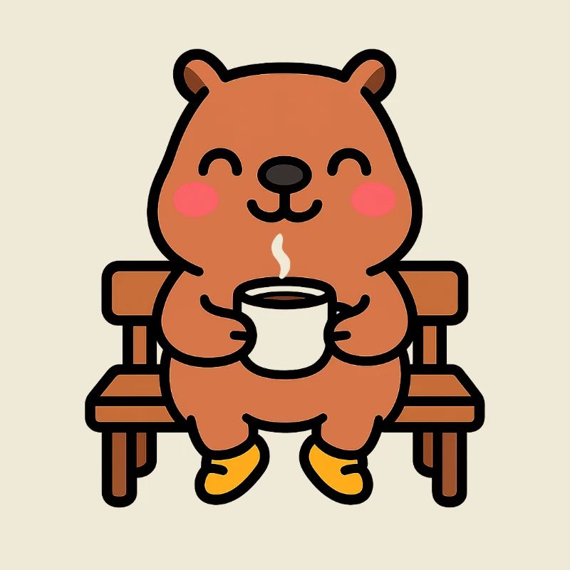 Capybara on a coffee bench