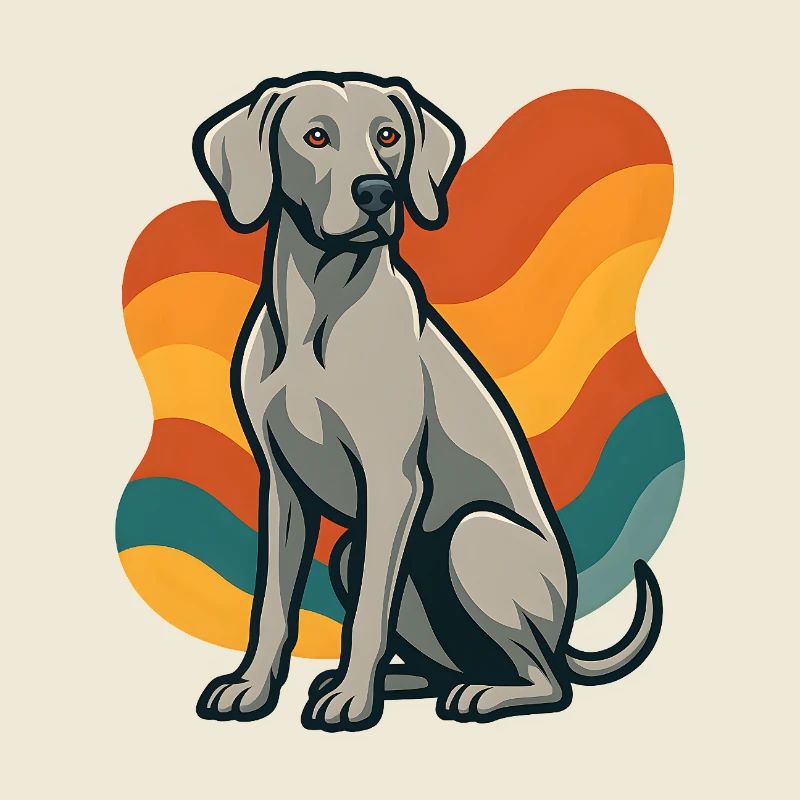 weimaranerWHund in retro wave pattern
