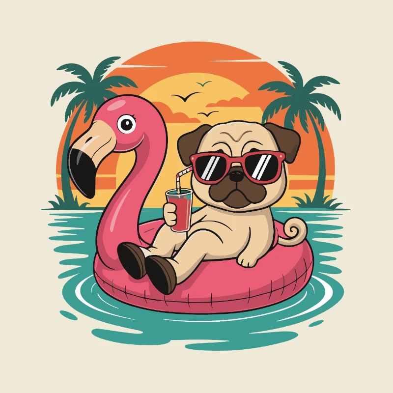 Lustiger Mops tropischer Sommerflamingo-Float