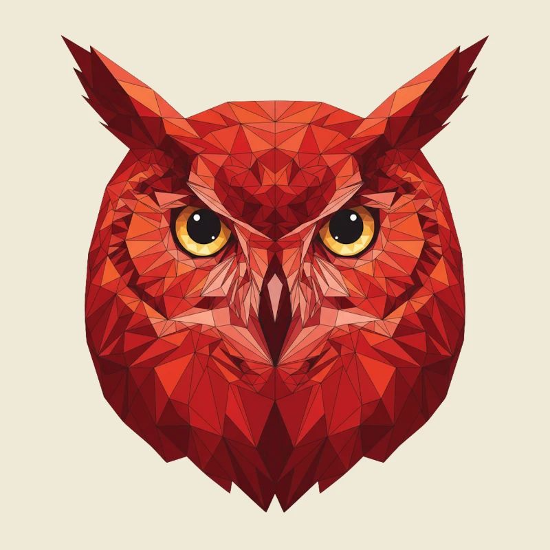 Red Geometry Owl