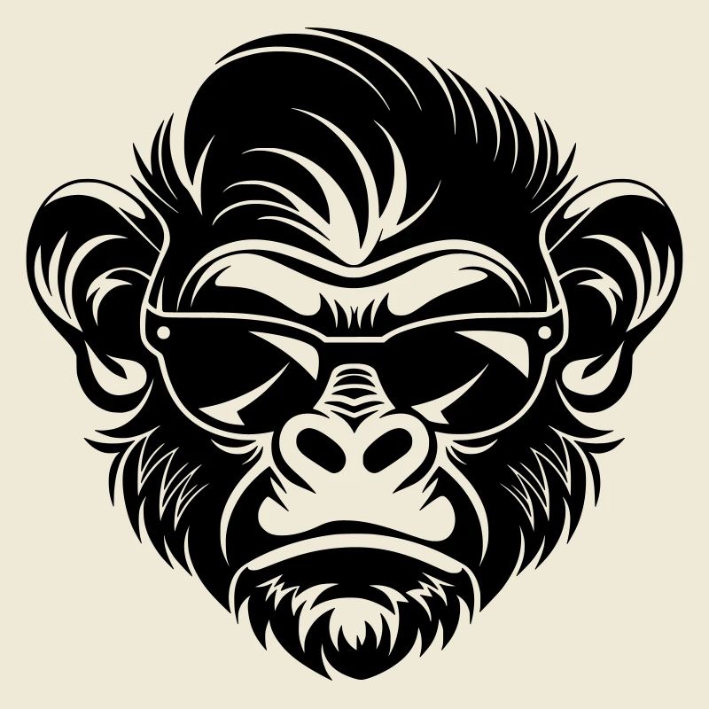 Cool Monkey Head with Sunglasses