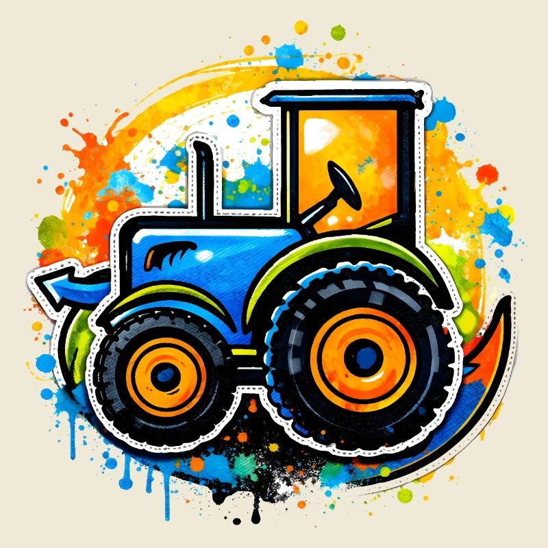 Bunter Traktor im Graffiti-Stil  