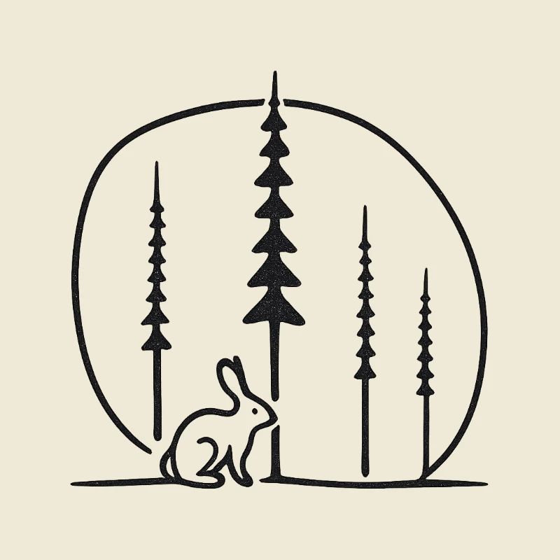 Idée cadeau de silhouette du cercle du lapin dans la forêt