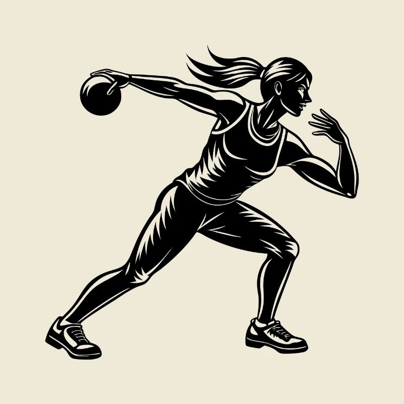Fille lanceuse du poids pour l’athlétisme