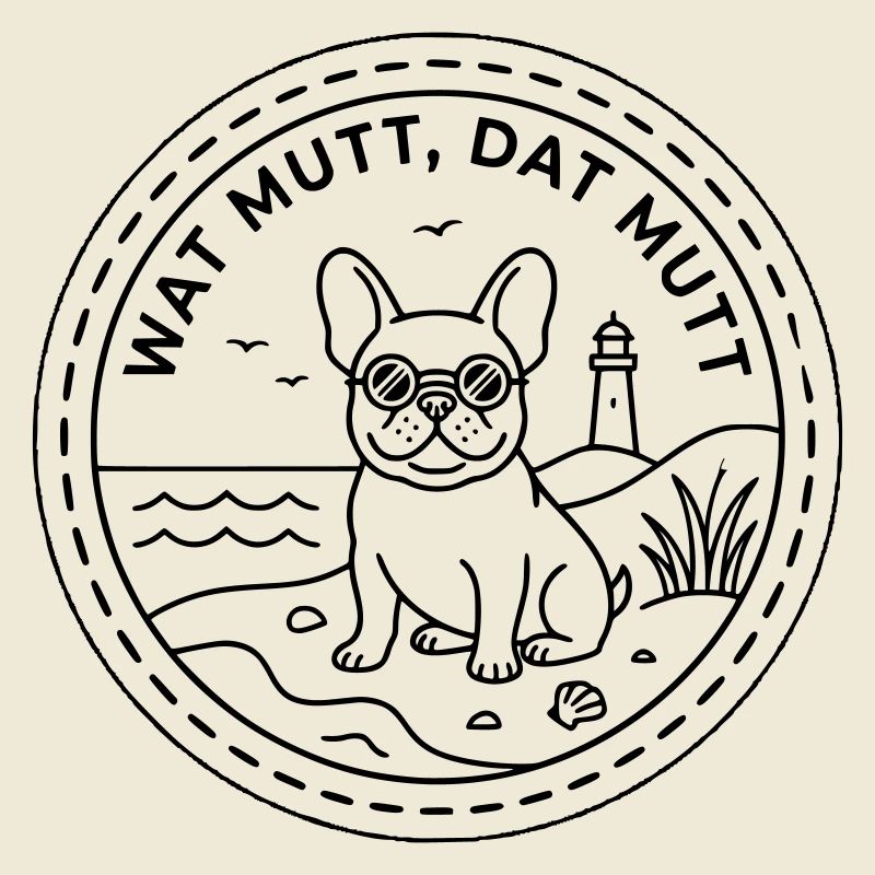Wat mutt dat mutt Bouledogue français au bord de la mer
