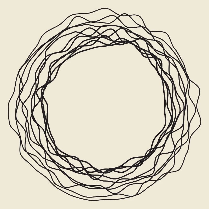 Tangled Wreath Circular Line Art