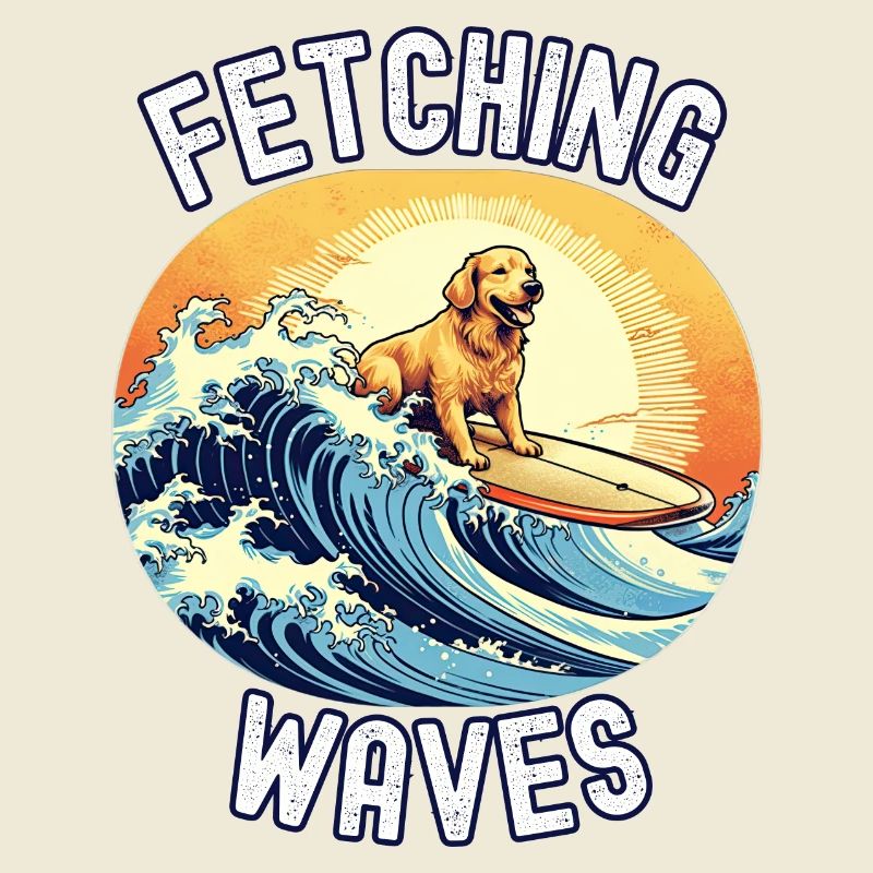 Fetching Waves : Retriever dog sur une planche de surf