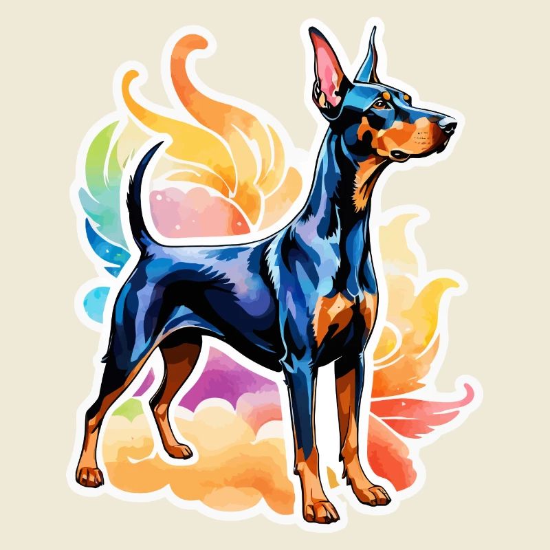 Dobermann Wasserfarben