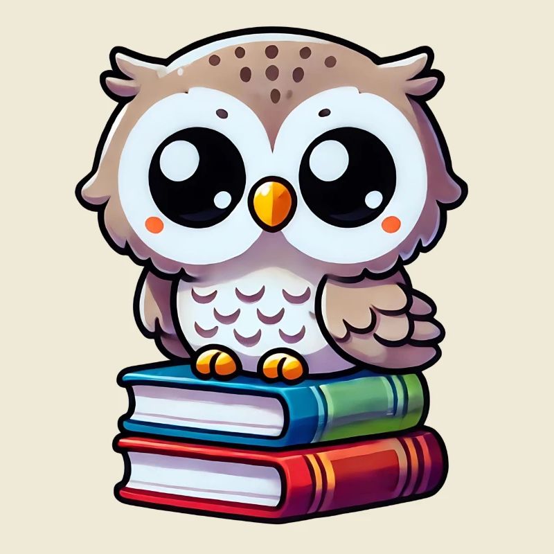 Eule auf Büchern