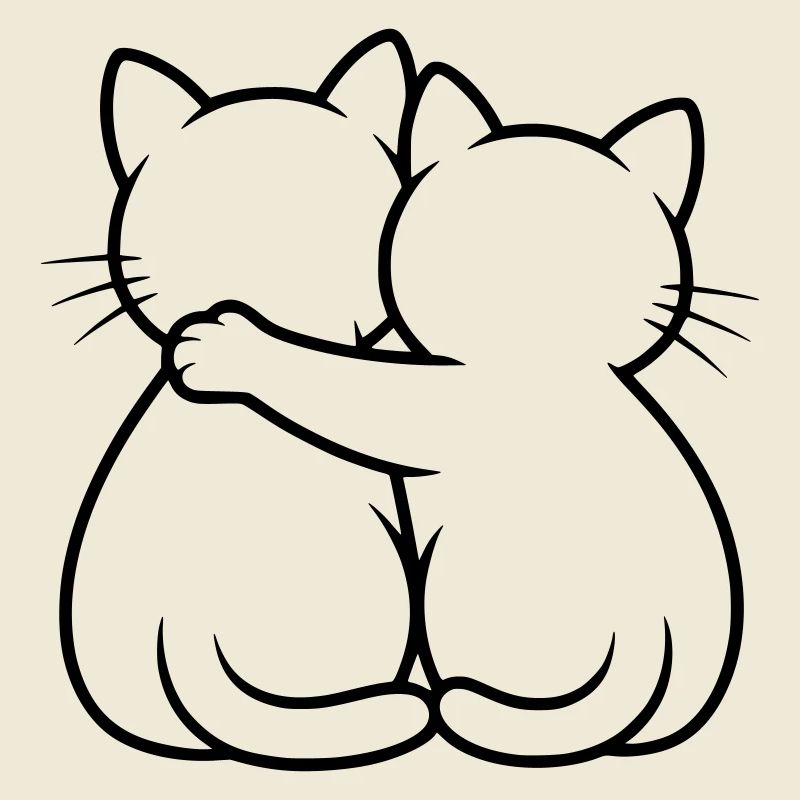 Cats couple hugging, hugging kitten, cat