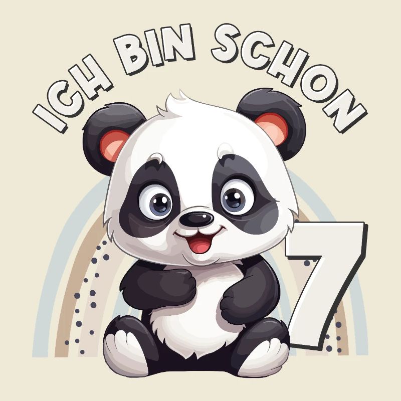 7. Geburtstag Panda Bär Regenbogen Süß Niedlich