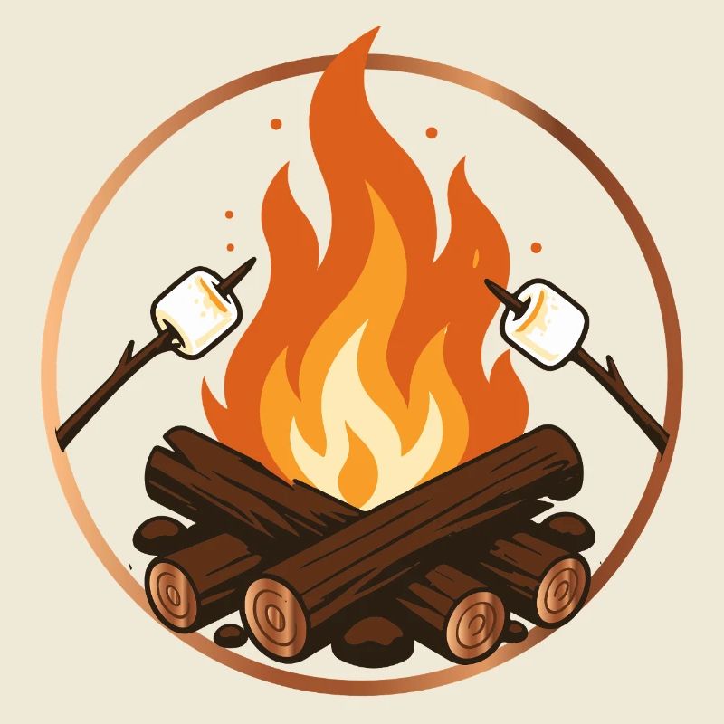 Campfire with Marshmallows Camping Motif