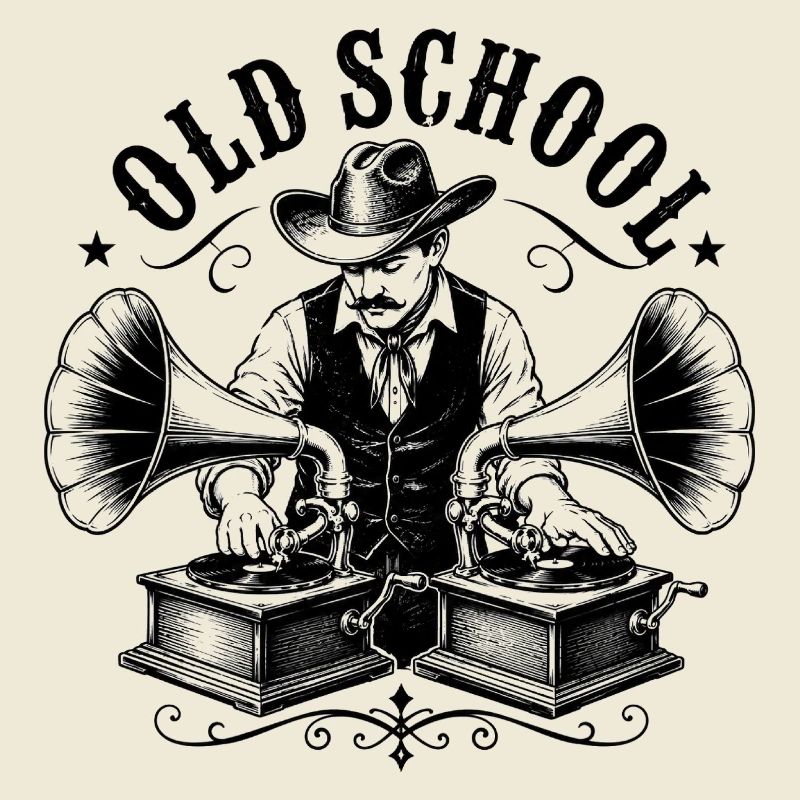 Old School DJ mit Grammophon
