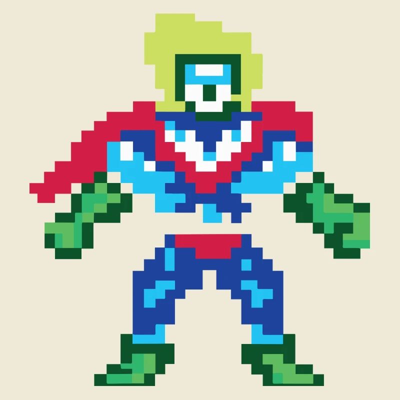 Pixel Art Superheld – Männlicher Held