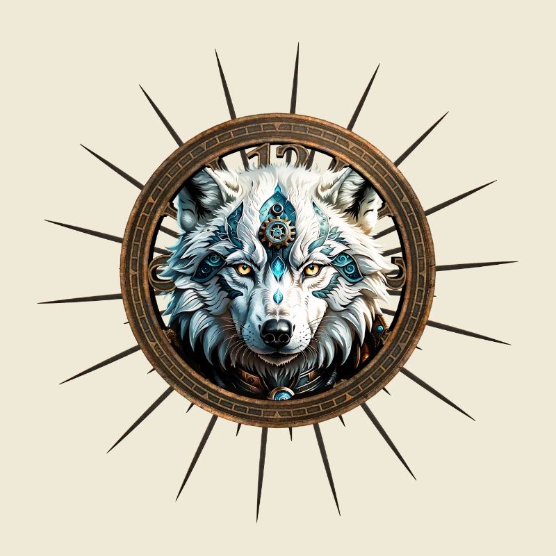 Awesome white steampunk wolf.