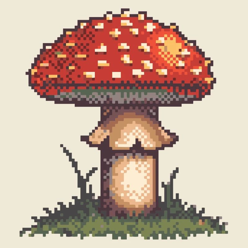 Pixel Mushroom Neon Retro