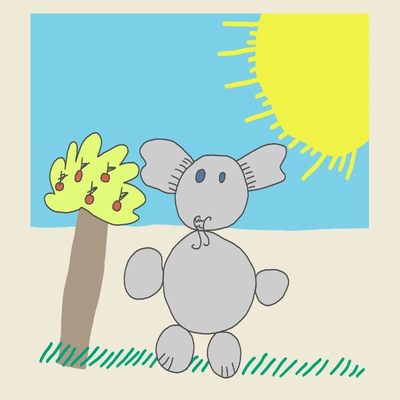 Whimsical Elephant Under a Bright Sun