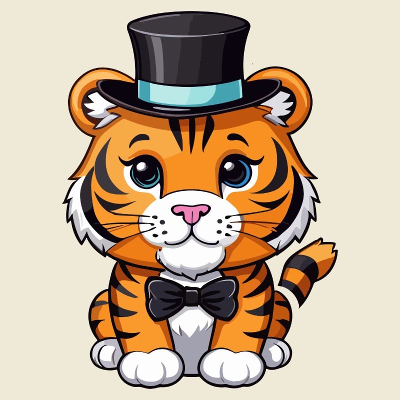 Tiger mit Hut und Fliege