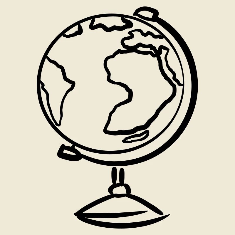 Globe, dessiné à la main. Dessin. Géographie