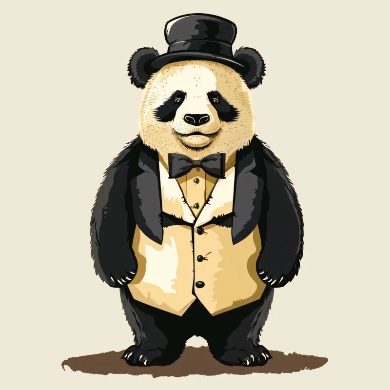 Panda mignon en queue de pie
