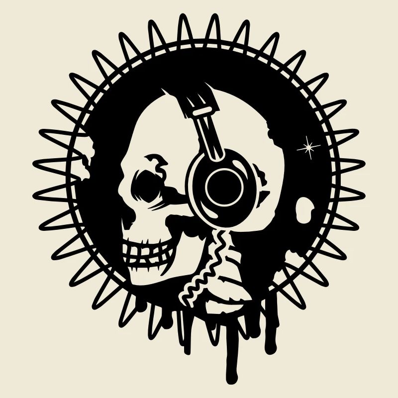 Totenkopf mit Kopfhörer im Profi