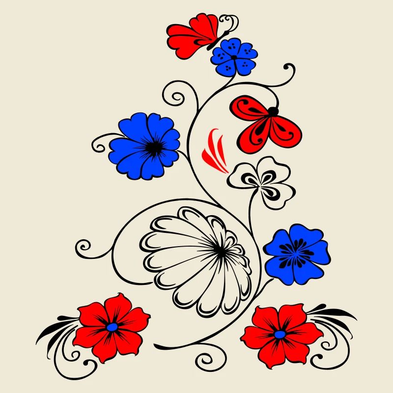 Fleur vigne avec papillon